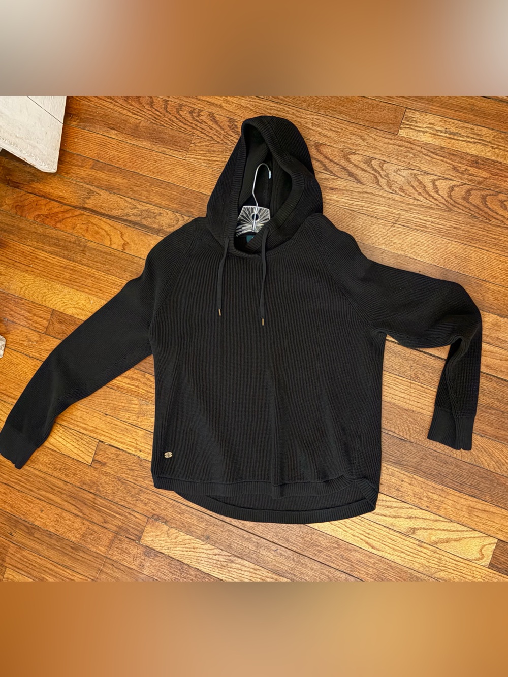 Lauren Ralph Lauren hoodie sweater sweatshirt womens XL black knit runs small